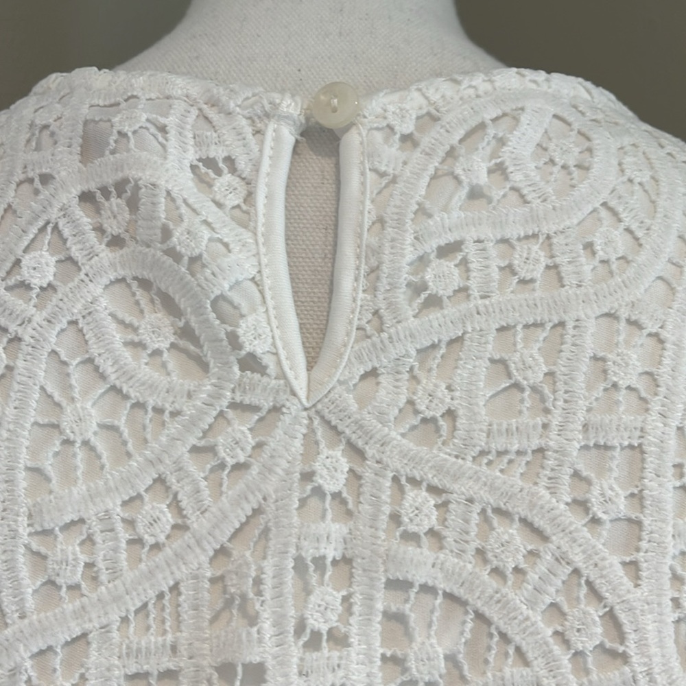 Philosophy | Lined Crew Neck Lace Short Sleeve Top | White | XL - Picture 6 of 7